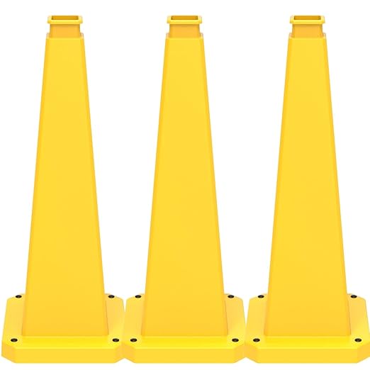 BESEA 3 Pack 28" Bright Yellow Traffic Safety Cones by BeSea