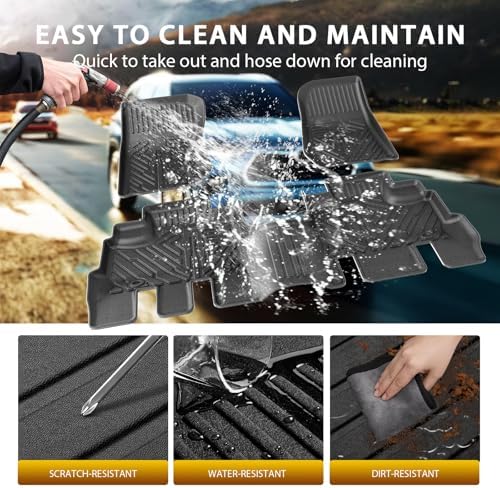 Powerty Floor Mats for Jeep Wrangler JK 2014-2018 Unlimited 4-Door (NOT for JL or 2-Door) All Weather 3D TPE Anti-Slip Car Liners for 1st & 2nd Row Accessories - Image 5