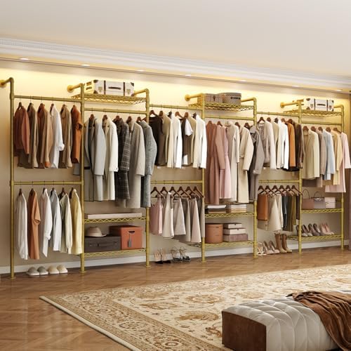 ComfyCorner Wall Mounted Garment Rack, Industrial Pipe Clothing Rack Gold by ComfyCorner