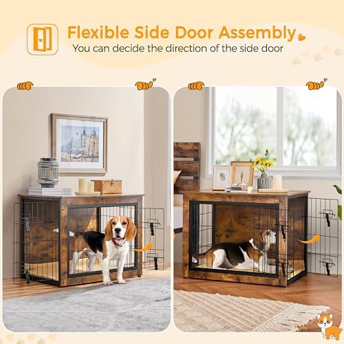 Yaheetech 32in Wooden Dog Crate Furniture w/Cushion for Small/Medium Dogs - Image 5