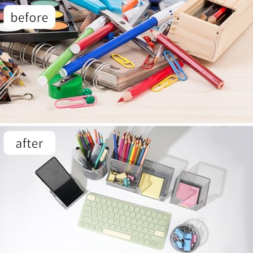 6 Pack Mesh Metal Desk Organizer Stationery Storage Set Silver - Image 6