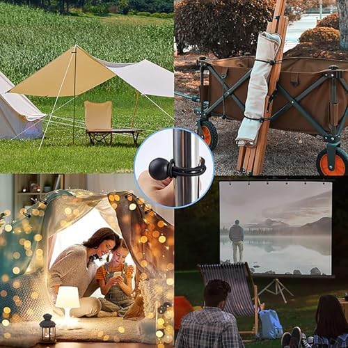 15PCS 4 Inch Black Heavy Duty Stretch Bungee Cord Ball Tarpaulin Tent Bungee Ball Tie Down Cord for Canopies Tarpaulins Sunshades Sleeping Bag - Image 5