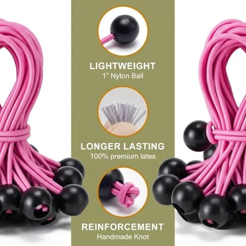30 Pack Ball Bungee Cord, Heavy Duty Bungie Cord Balls (6",Pink) - Image 2