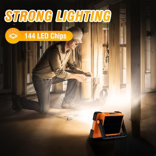 120W Solar Rechargeable 144 LED Work Light, 10000LM Flood Light - Image 2