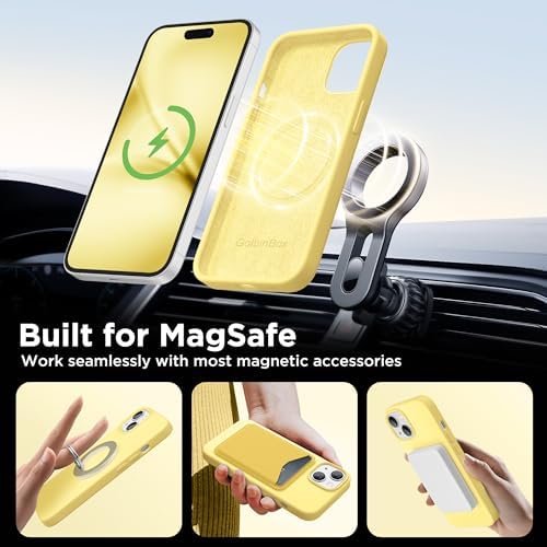 GolbinBox Magnetic for iPhone 15 Case, Silicone Cover, Buttercream Yellow - Image 4