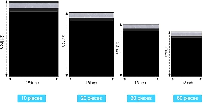 Outus 120 Pcs Poly Mailer Envelope 4 Sizes Shipping Bags Self Adhesive Clasp - Image 3