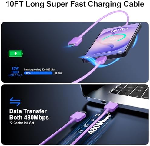Super Fast Charger Type C, 25W USB C Wall Charger Fast Charging 10FT Cable - Image 5