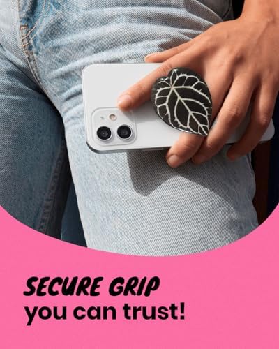 OnTheGrip Cute Acrylic Tropical Leaf Design Collapsible Expandible Mobile Phone Grip Stand Holder for Smartphone Tablet Cell Phone Accessory (Crystallinum Dark) - Image 5