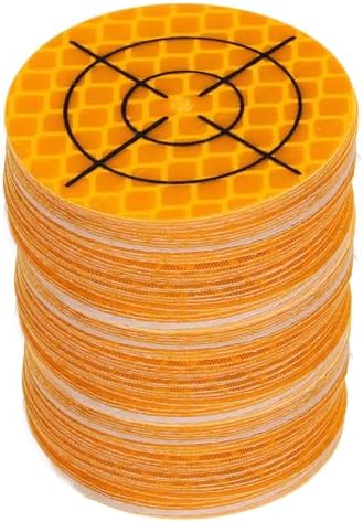 HARFINGTON 80pcs Survey Reflector Sheets 40mm x 40mm Self-Adhesive Surveying Target Mark Sticker Total Station Round Reflective Sheet Tape for Ship Inspection Tunnel Measure, Yellow by HARFINGTON