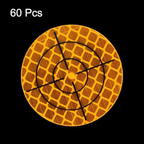 HARFINGTON 60pcs Survey Reflector Sheets 40mm x 40mm Self-Adhesive Surveying Target Mark Sticker Total Station Round Reflective Sheet Tape for Ship Inspection Tunnel Measure, Yellow - Image 3