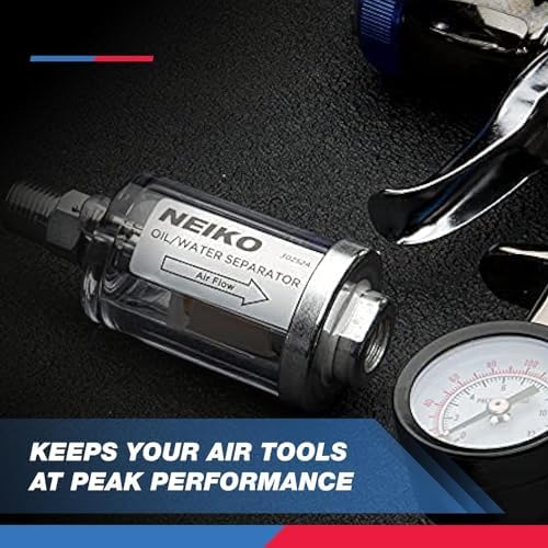NEIKO 30252A Water and Oil Separator for Air Line | 1/4" NPT Inlet and Outlet | 90 PSI | Air Compressor and Air Tool Accessory | Protect Lifespan of Pneumatic Tools | Water Moisture Filter Dryer - Image 5