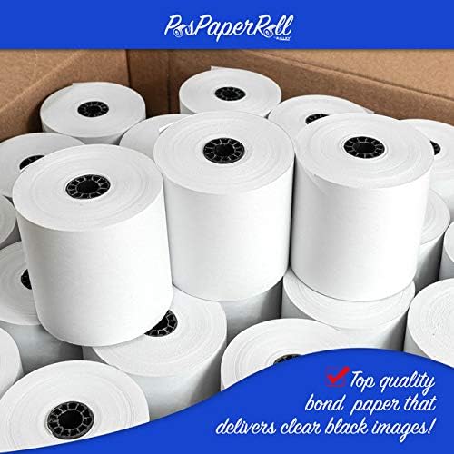 3" x 165' CASH REGISTER ROLLS, 1 PLY BOND PRINTER POS PAPER ROLL 50 ROLLS/CASE - Image 2