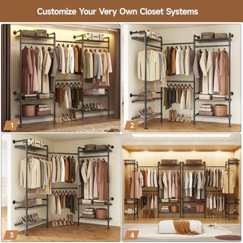 3-Bay Industrial Pipe Closet System, Wall Mounted Garment Racks, Black - Image 4