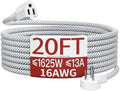 Skrizcable 16/3 20FT Flat Plug Braided Extension Cord, 3 Prong Power Cable by Skrizcable