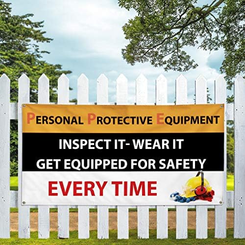 Vinyl Banner Multiple Sizes Personal Protective Equipment Safety Industrial & Craft Outdoor Weatherproof Industrial Yard Signs Black 6 Grommets 36x72Inches - Image 5