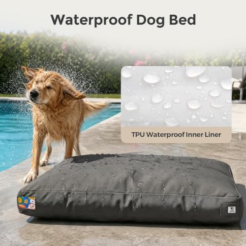 Sytopia 30 Inch Indestructible Dog Bed for Medium Dogs, Durable Canvas Chew Proof Dog Bed with Waterproof Machine Washable Removable Cover, Indoor Outdoor Patio Pet Pad for Crate, Green - Image 3