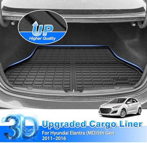 Elantra Floor Mats - Car Mats for Hyundai Elantra 2011-2016, All Weather Floor Mats and Cargo Liner for Elantra Accessories, Heavy Duty Rubber Mats, Car Accessories - Image 3