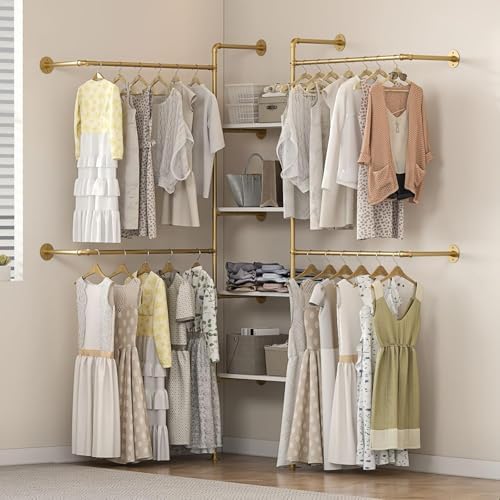 Industrial Pipe Clothing Rack with Shelves - Image 5