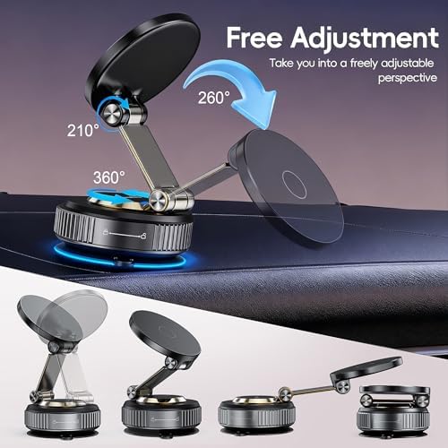Magnetic Phone Holder for Car 2026 Heavy Duty Model 360° Adjustable Vacuum Suction Car Magsafe Phone Mount Cell Phone Holders for Your Car for iPhone 16 Pro Max 15 14 13 12 Plus (Metal Stand Rotor) - Image 5
