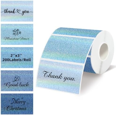 3"x2" Holographic Thermal Label,Self-Adhesive Rectangle Thermal Sticker for Logo Design,Price Tag,Thanks Card,Address,QR Code（Blue Gradient Dots） by Unknown