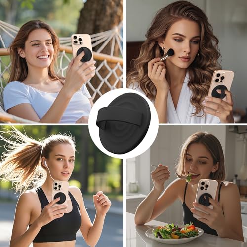 Magnetic Phone Grip for MagSafe, Silicone Ring Grip, Black - Image 2