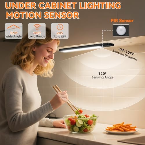 Under Cabinet Lighting Wireless, 10inch Motion Sensor Light, 3Pack-Black - Image 2