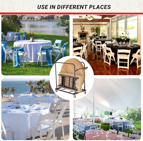 YOHKOH Drywall cart, Heavy-Duty Folding Table & Panel Cart, PU Swivel Wheels, 500 lbs Load,Carry 8-10 Table, for Party, Hotel, Garage, 46.9" W x 31" D x 45.6" H - Image 7