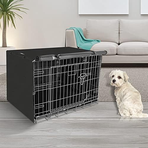 Seiyierr Dog Crate Cover, Dogs Kennel Covers Universal Fit for 24 Inch Wire Crate, Lightweight 600D Polyester Fabric with Double Door,Black - Image 6