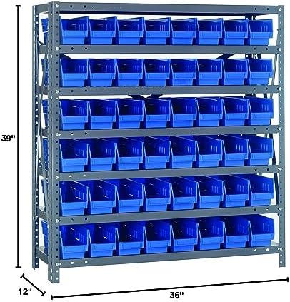Quantum Storage Systems 1239-101BL Steel Shelving Unit with 4" Shelf Bins, 12" D x 36" W x 39" H, Blue - Image 2