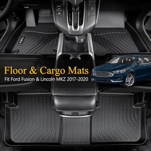 Floor Mats & Cargo Liner Fit for Ford Fusion 2017-2020 & Lincoln MKZ 2017-2020 All Weather Liners Custom Fit Ford Fusion 2017-2020 & Lincoln MKZ Waterproof Durable Easy to Clean Accessories - Image 2