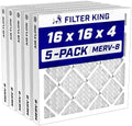 Filter King 16x16x4 Air Filter MERV 8, AC Furnace Filters (5-Pack) by FilterKing