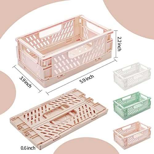 3 Pack Mini Plastic Storage Basket for Shelf Organizing,Collapsible Crate Folding Storage Bin for Desk Organizer Stackable Containers for Home Kitchen Classroom Office Bathroom Storage(5.9x3.9x2.2") - Image 7