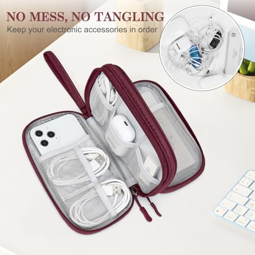 FYY Electronic Organizer, Travel Tech Pouch Bag, Cable Organizer Wine Red - Image 5