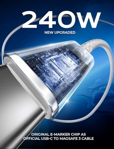LISEN 240W USB C to USB C Cable Fast Charging Computer Security Cables Type C Charger Fast Charging Cord Type C Cable for iPhone 17 16 iPad MacBook Pro Air Samsung S25,10ft+10ft/2 Pack/White - Image 4