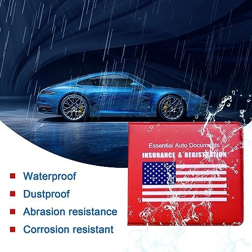 Ziciner Car Registration Insurance Holder, 2Pack Essential Auto Card Document Glove Box Organizer with Velcro Closure, Universal Car Accessories Perfect for Men & Women (Red/Blue Flag) - Image 4