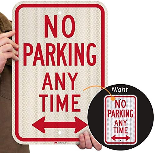SmartSign - K-2331-HI-12x18 "No Parking Any Time" Sign | 12" x 18" 3M High Intensity Grade Reflective Aluminum Red on White - Image 2
