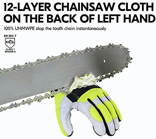 Vgo... Leather Chainsaw Gloves,left-hand Saw Protection(GA9767CS/GA8912) - Image 3