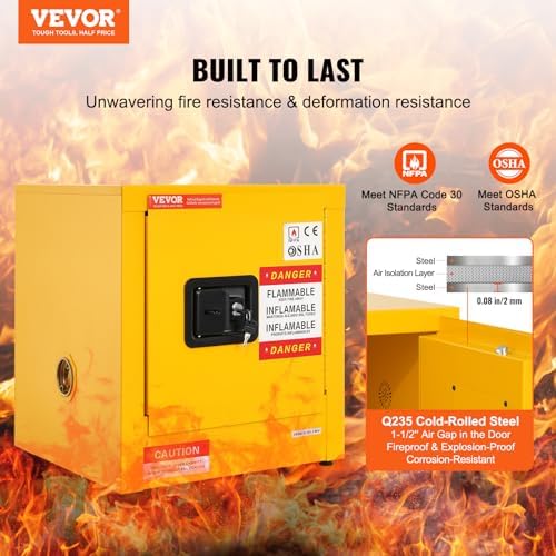 VEVOR Flammable Cabinet 17" x 17" x 18", Galvanized Steel Safety Cabinet, Adjustable Shelf Flammable Storage Cabinet, for Commercial Industrial and Home Use: Industrial & Scientific - Image 4