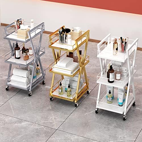 3-Tier Metal Trolley Cart for Beau Salon & Spa Rolling Manicure Sto Utili with Wheels Barber Cart with Der Trays for Hair Slists - Image 5