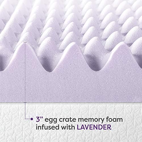 Best Price Mattress 3 Inch Egg Crate Memory Foam Mattress Topper with Soothing Lavender Infusion, CertiPUR-US Certified, Dorm Essentials, Queen - Image 4