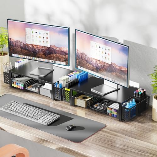 Simple Trending Monitor Stand Riser, Desk Organizer and Accessories, Black - Image 2