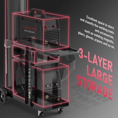 YESWELDER 3-Tier Welding Cart with Extended Platform and Cylinder Storage - Image 5
