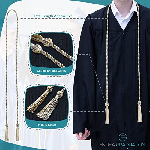 Endea Graduation Single Honor Cord Two-Color (White/Gold) - Image 3