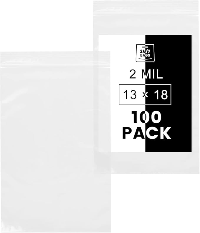 13" X 18" 2 Mil Clear Reclosable Zip Plastic Poly Bags by 247BAGS