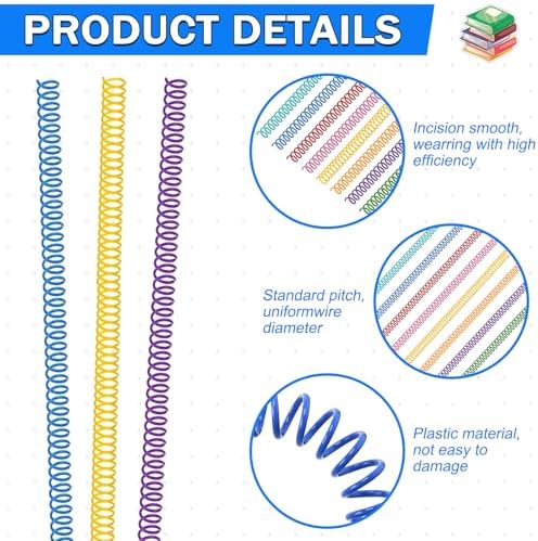 120 Pack Plastic Spiral Binding Coils Binder Binding Spirals Rings Multi Size Spiral Binding Wire Combs Spines Coils, 4:1 Pitch (5/16 Inch,Multicolor) - Image 5