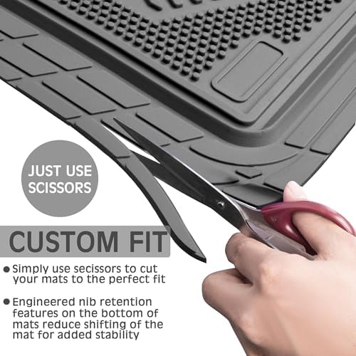 CAR PASS Heavy Duty Rubber Floor Mats Gray Car Mats Full Set with Trunk Cargo Liner - Universal Waterproof Floor Mats for Car SUV Truck, Durable All Weather Automotive Liner Mats (All Gray) - Image 4