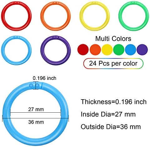 Outus 144 Pieces Plastic Binder Rings Loose Leaf Multi-Color, 27 mm - Image 2