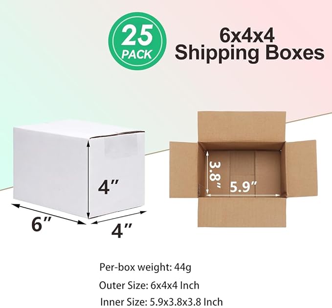 PETAFLOP Cardboard Boxes 6x4x4 Shipping Boxes White Kraft Corrugated Small - Image 2