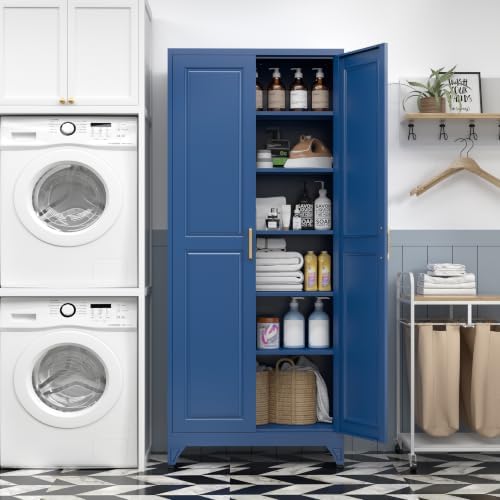 SteeLoong 75”Metal Pantry Storage Cabinet with Doors & 5 Adjustable Shelves - Image 5