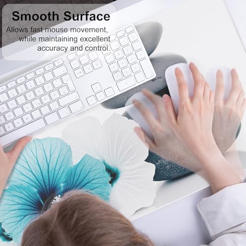 QiyI PU Leather Large Mouse Pad, 31.5" x 15.7", Pebbles Flowers - Image 4
